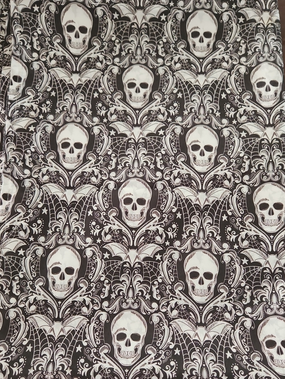 At Home Black and White Skull Table Linen